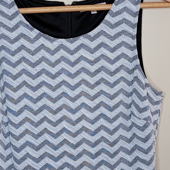 Stitch Fix 41 Hawthorn | Jace Gray & White Chevron Fit & Flare Dress Size Medium - Picture 2 of 4